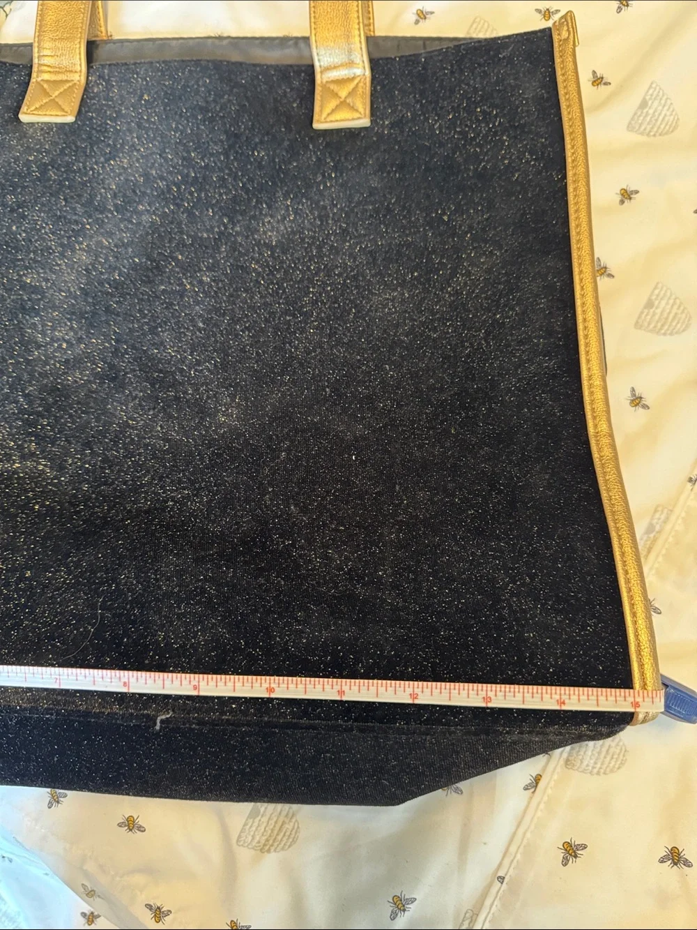Jimmy Choo Black Velvet Tote with Gold Trim